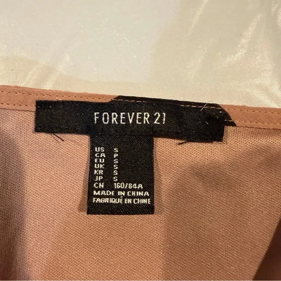 Forever 21 Polka Dot Mini Dress Tie Waist Blush Black Size Small - Picture 8 of 8